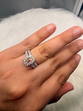 10k White Gold 1.50 Ctw Lab-Grown Diamond Wedding Set Size 7.75.